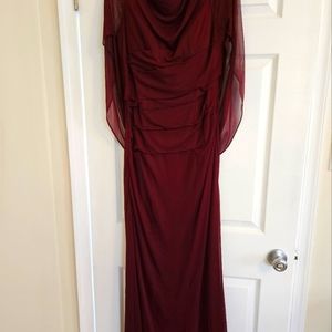 Azazie Burgundy "Winged" Long Gown